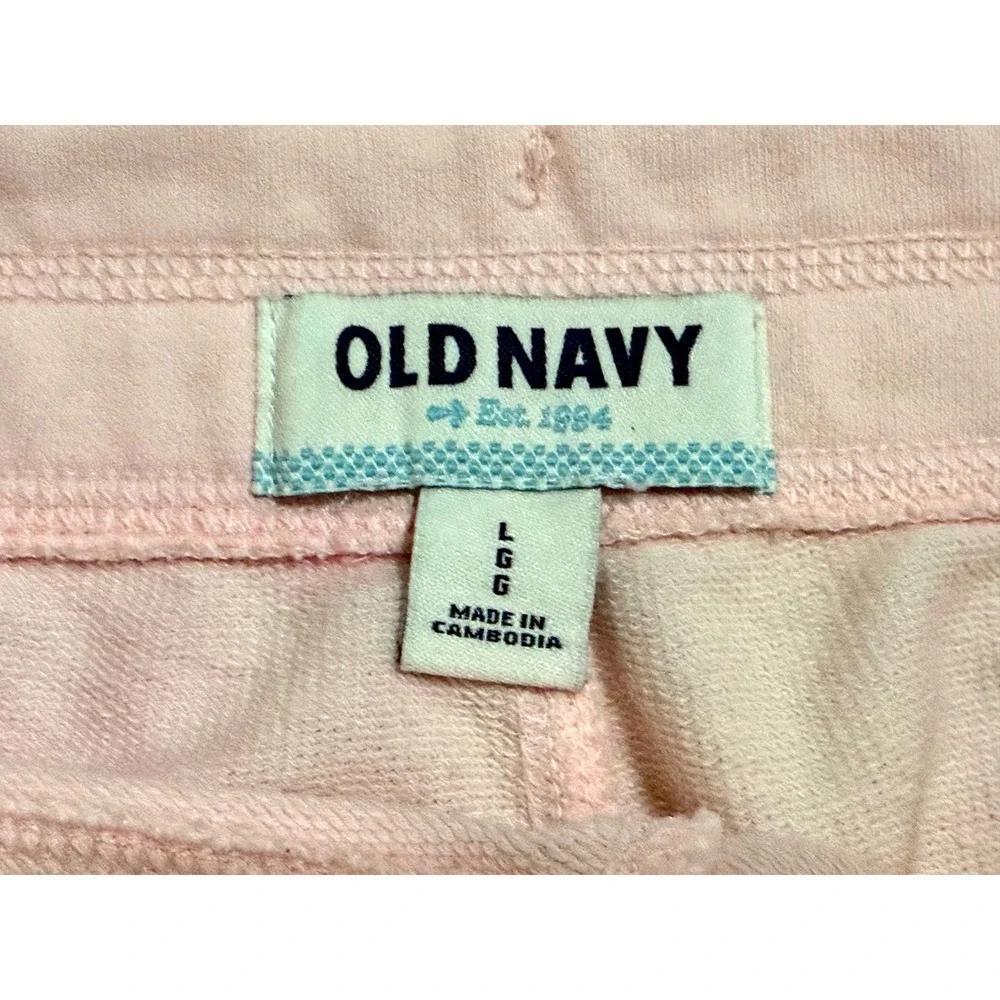 Old Navy Ombre Pink White Sweat Shorts‎ Women's Size L Drawstring  A1
